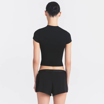 NikeSKIMS STRETCH KNIT CROPPED T-SHIRT | OBSIDIAN