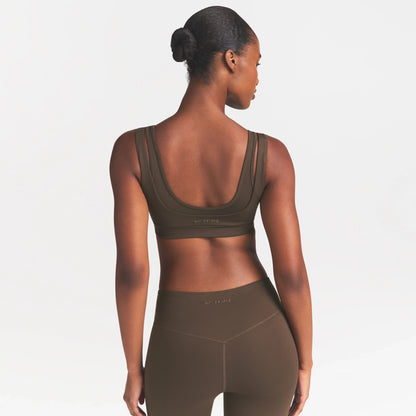 NikeSKIMS MATTE DOUBLE STRAP SCOOP BRA | DARK SEPIA
