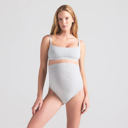 COTTON JERSEY MATERNITY NURSING SCOOP BRALETTE | LIGHT HEATHER GREY