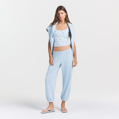 DRAPEY FRENCH TERRY CROPPED JOGGER | POWDER BLUE