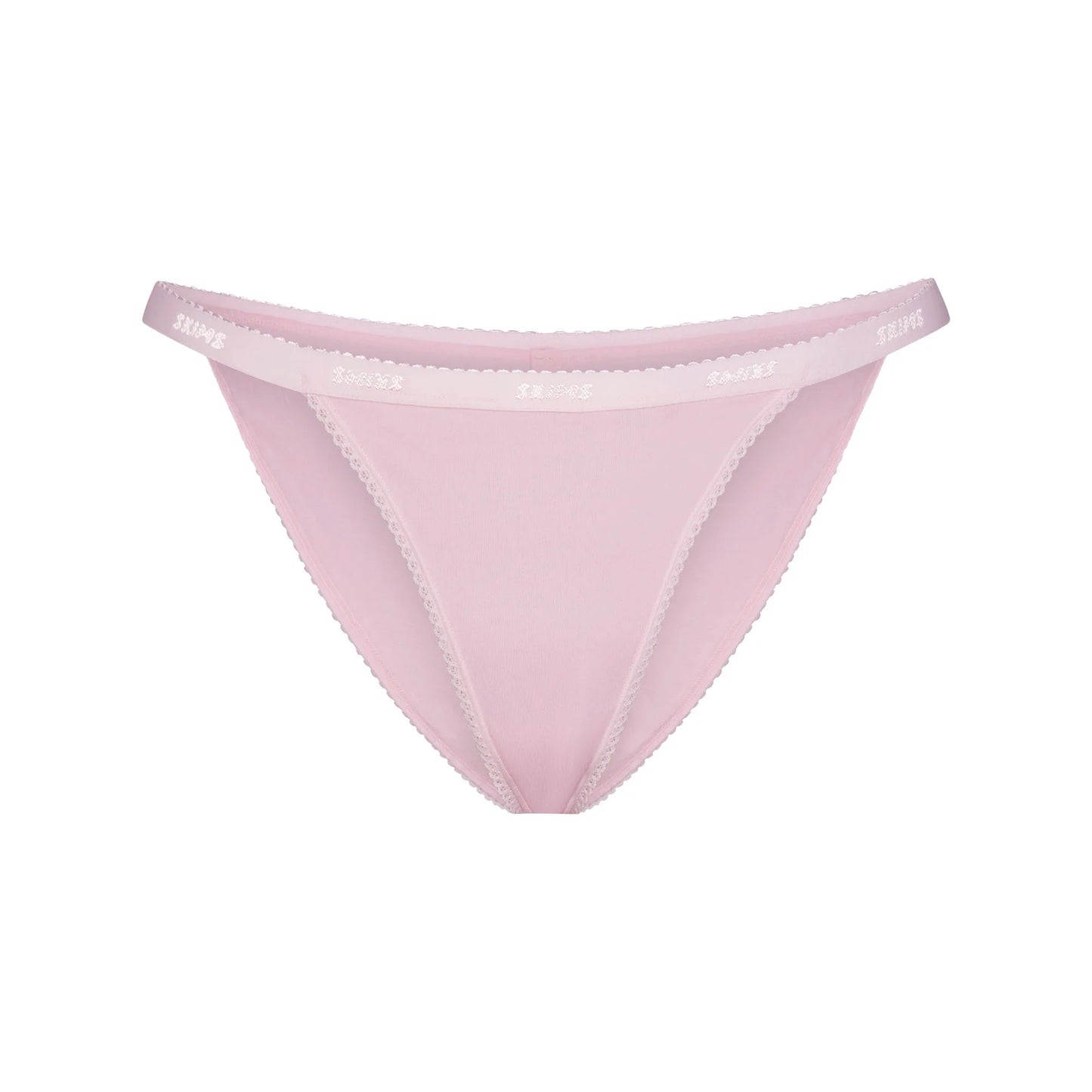 LIGHTWEIGHT COTTON LOGO PICOT STRING BIKINI | PEONY