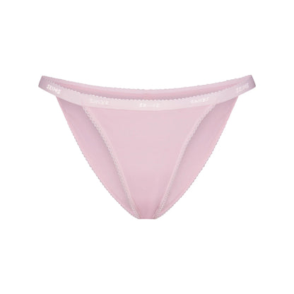LIGHTWEIGHT COTTON LOGO PICOT STRING BIKINI | PEONY