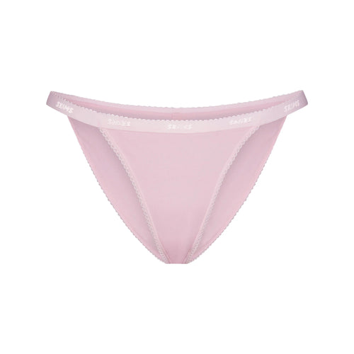 LIGHTWEIGHT COTTON LOGO PICOT STRING BIKINI | PEONY
