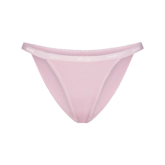 LIGHTWEIGHT COTTON LOGO PICOT STRING BIKINI | PEONY