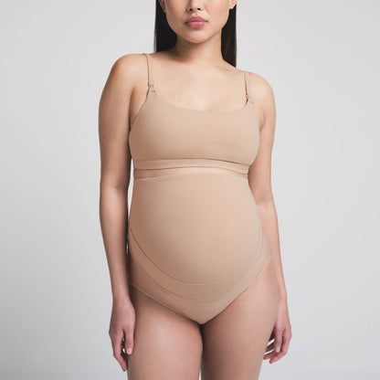 FITS EVERYBODY MATERNITY BANDED HIGH-WAISTED BRIEF | CLAY