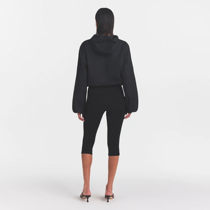 WOVEN COTTON HALF ZIP PULLOVER | ONYX