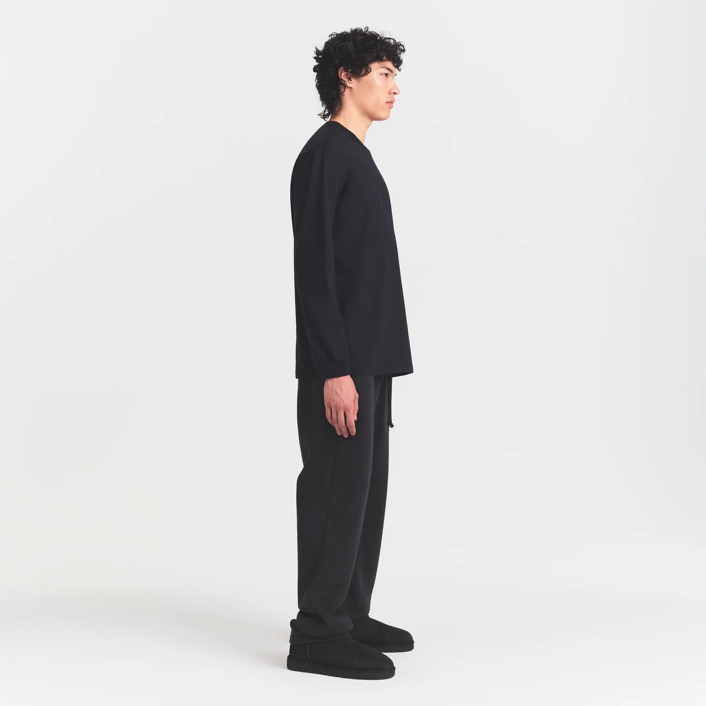 HEAVYWEIGHT COTTON MENS RELAXED LONG SLEEVE T-SHIRT | OBSIDIAN
