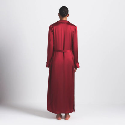 WOVEN SHINE LONG ROBE | BRICK