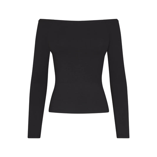 SMOOTH LAYERS OFF THE SHOULDER TOP | OBSIDIAN