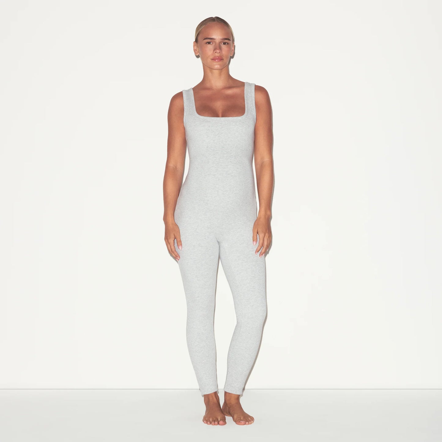 COTTON JERSEY MATERNITY CATSUIT | LIGHT HEATHER GREY