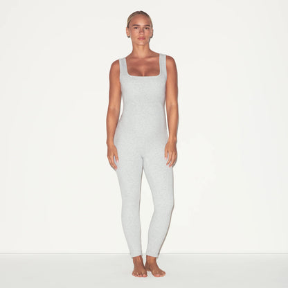 COTTON JERSEY MATERNITY CATSUIT | LIGHT HEATHER GREY