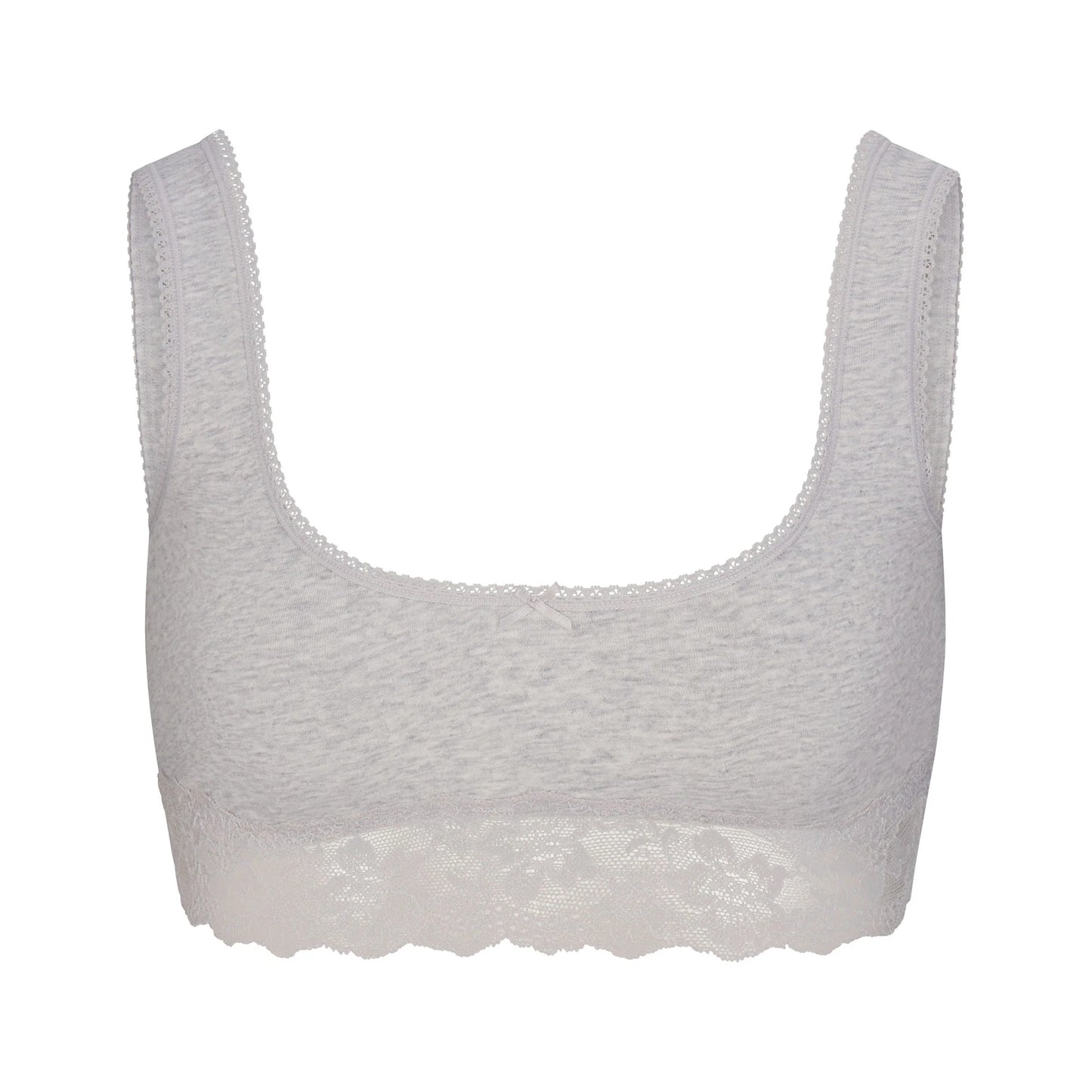 LIGHTWEIGHT COTTON LACE SCOOP BRALETTE | LIGHT HEATHER GREY