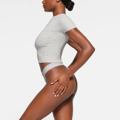 COTTON RIB T-SHIRT | LIGHT HEATHER GREY