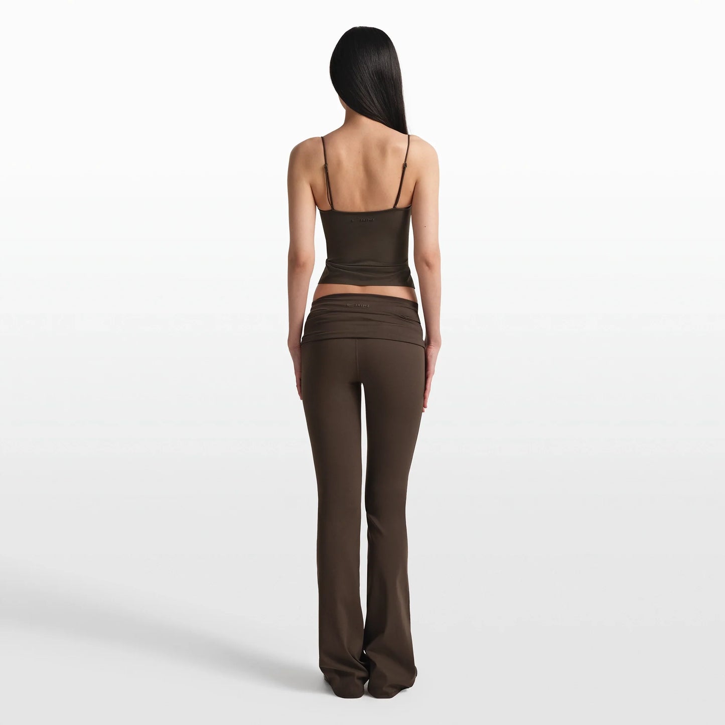 NikeSKIMS MATTE FOLDOVER SLIM FLARE LEGGING | DARK SEPIA