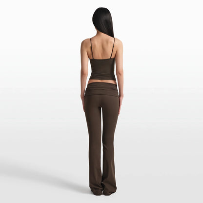 NikeSKIMS MATTE FOLDOVER SLIM FLARE LEGGING | DARK SEPIA