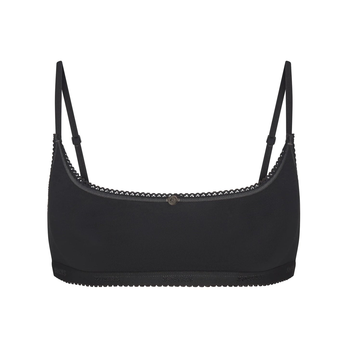 LIGHTWEIGHT COTTON LOGO PICOT SCOOP BRALETTE | SOOT TONAL