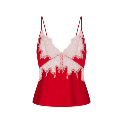 SILK LACE CAMI | RUBY CONTRAST