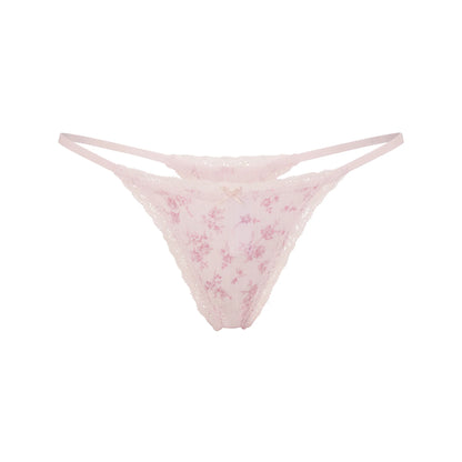 LIGHTWEIGHT COTTON POINTELLE LACE STRING THONG | BLOOM DAINTY FLORAL
