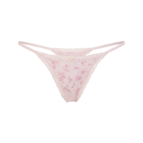 LIGHTWEIGHT COTTON POINTELLE LACE STRING THONG | BLOOM DAINTY FLORAL