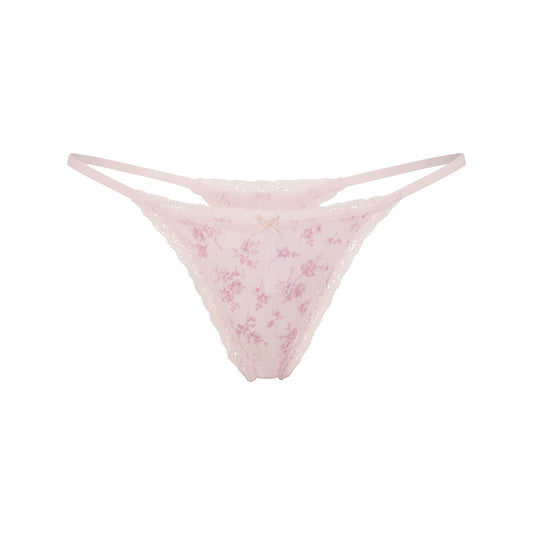 LIGHTWEIGHT COTTON POINTELLE LACE STRING THONG | BLOOM DAINTY FLORAL