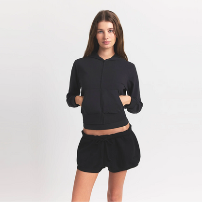 COTTON JERSEY ZIP UP HOODIE | SOOT