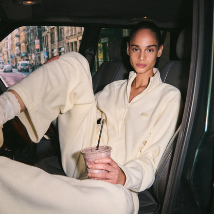 OUTDOOR FLEECE HALF ZIP PULLOVER | ECRU
