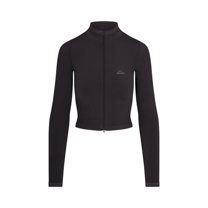 NikeSKIMS RIBBED SEAMLESS ZIP UP CROP JACKET | OBSIDIAN