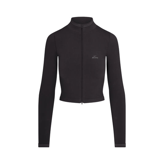 NikeSKIMS RIBBED SEAMLESS ZIP UP CROP JACKET | OBSIDIAN