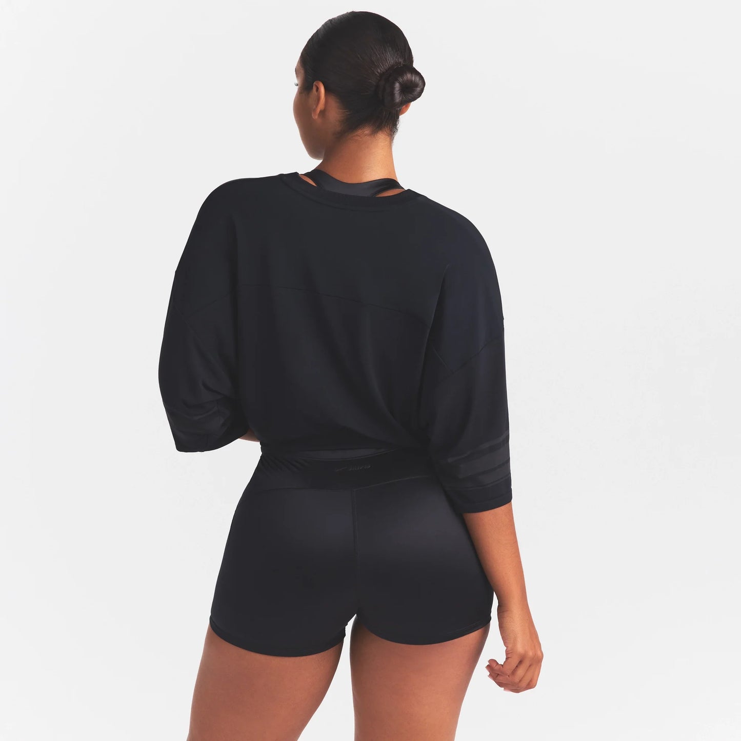 NikeSKIMS STRETCH KNIT OVERSIZED V-NECK TOP | OBSIDIAN