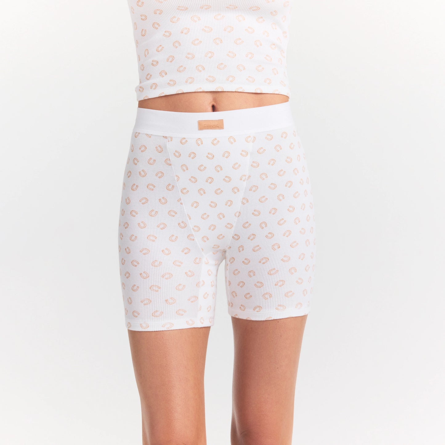 COTTON RIB BOXER | OCHRE HORSESHOE PRINT