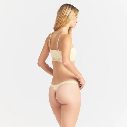 LIGHTWEIGHT COTTON LACE THONG | BUTTER TONAL