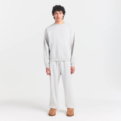 FLEECE LOUNGE MENS RELAXED HIGH CREWNECK | LIGHT HEATHER GREY