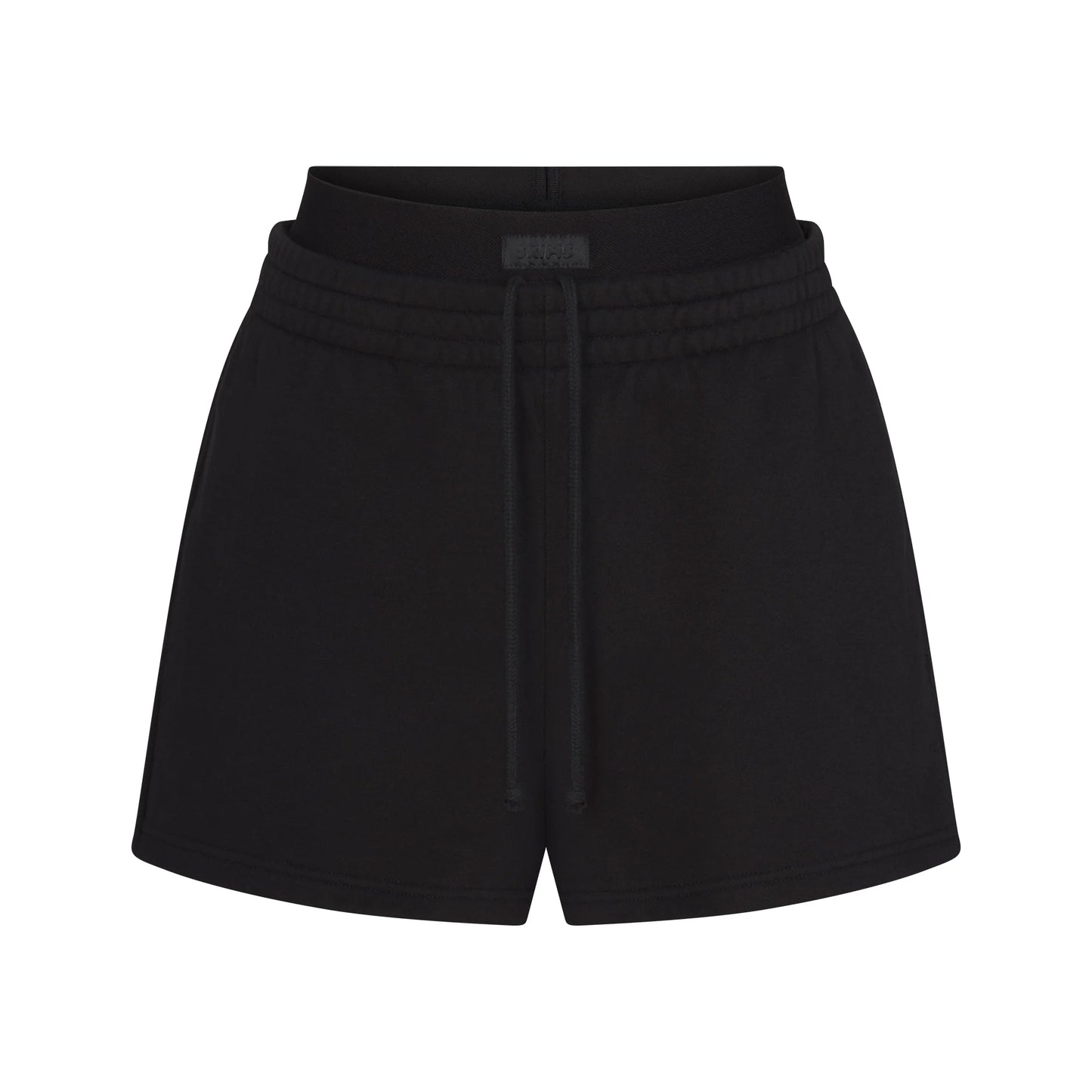 COTTON FLEECE DOUBLE WAISTBAND SHORT | ONYX