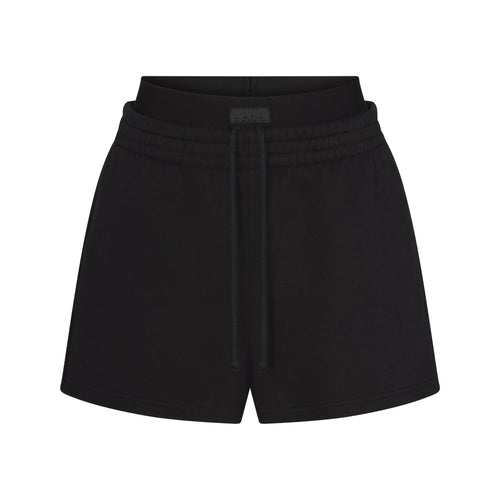COTTON FLEECE DOUBLE WAISTBAND SHORT | ONYX