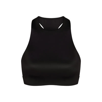NikeSKIMS SATIN SHINE HIGH NECK BRA | OBSIDIAN