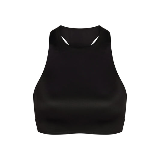 NikeSKIMS SATIN SHINE HIGH NECK BRA | OBSIDIAN
