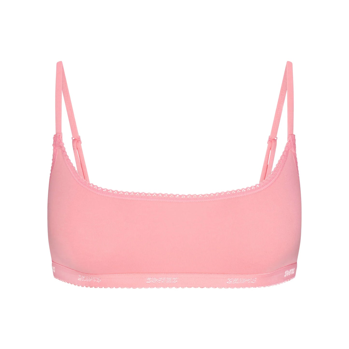 LIGHTWEIGHT COTTON LOGO PICOT SCOOP BRALETTE | MELON TONAL