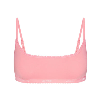 LIGHTWEIGHT COTTON LOGO PICOT SCOOP BRALETTE | MELON TONAL