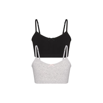 COTTON SEAMLESS JUNIORS BRALETTE 2-PACK | LIGHT HEATHER GREY AND SOOT