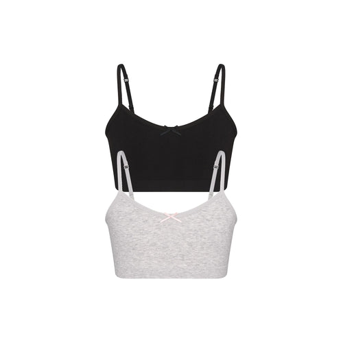 COTTON SEAMLESS JUNIORS BRALETTE 2-PACK | LIGHT HEATHER GREY AND SOOT