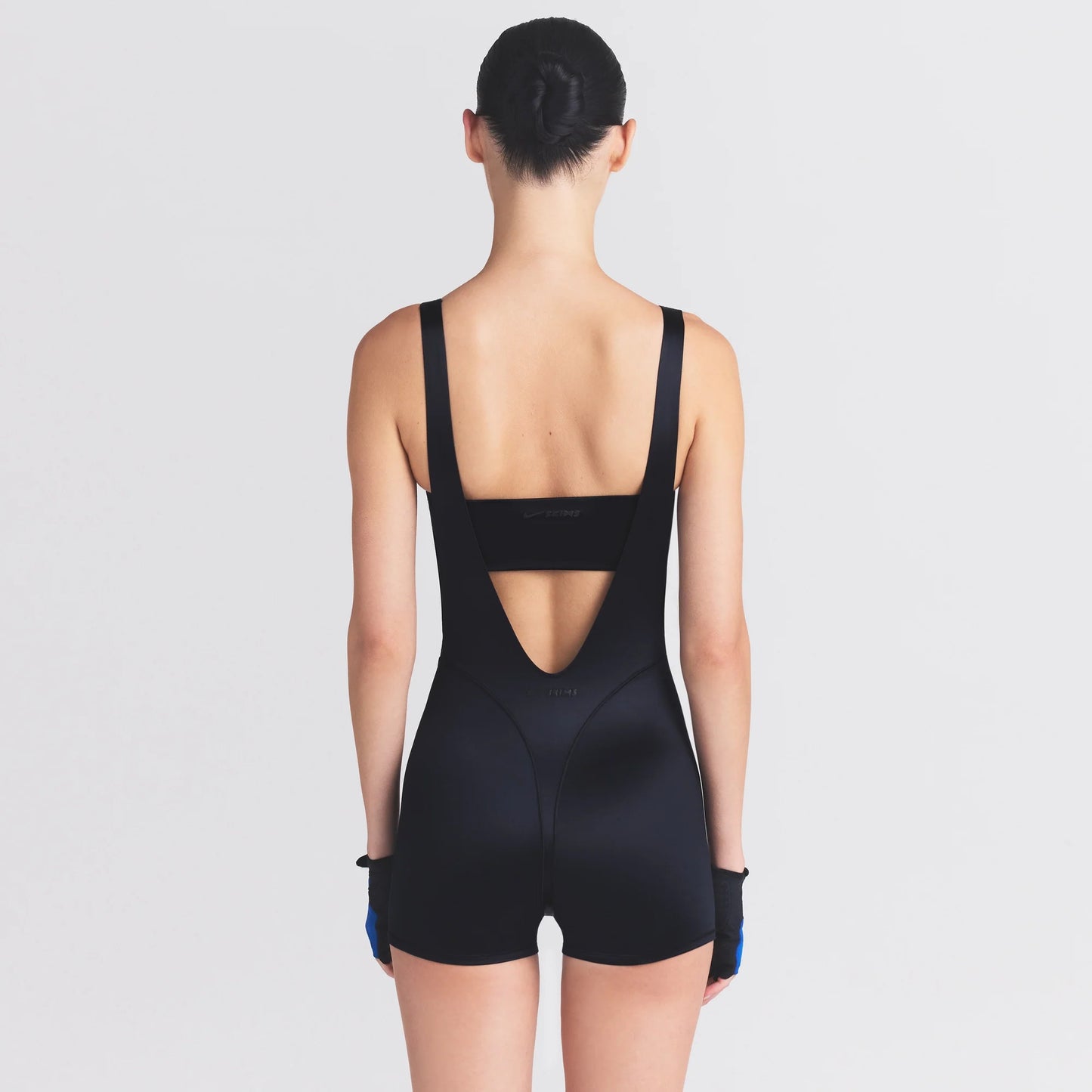 NikeSKIMS SATIN SHINE SUSPENDER 2.5" ONESIE | OBSIDIAN