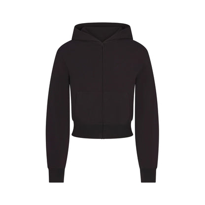 COTTON JERSEY ZIP UP HOODIE | SOOT