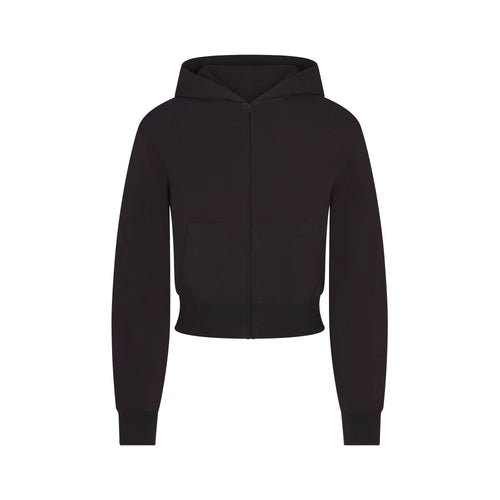 COTTON JERSEY ZIP UP HOODIE | SOOT