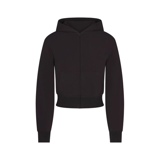 COTTON JERSEY ZIP UP HOODIE | SOOT