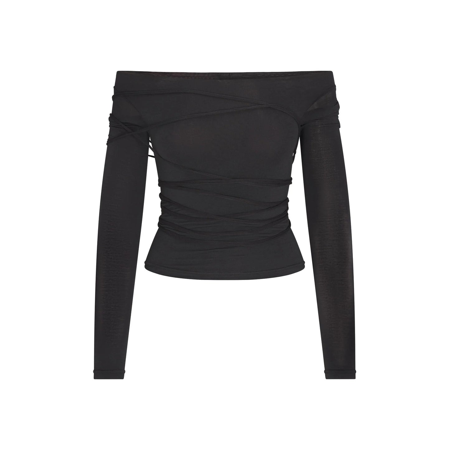 VETTESE X SKIMS SHEER MODAL OFF THE SHOULDER TOP | ONYX