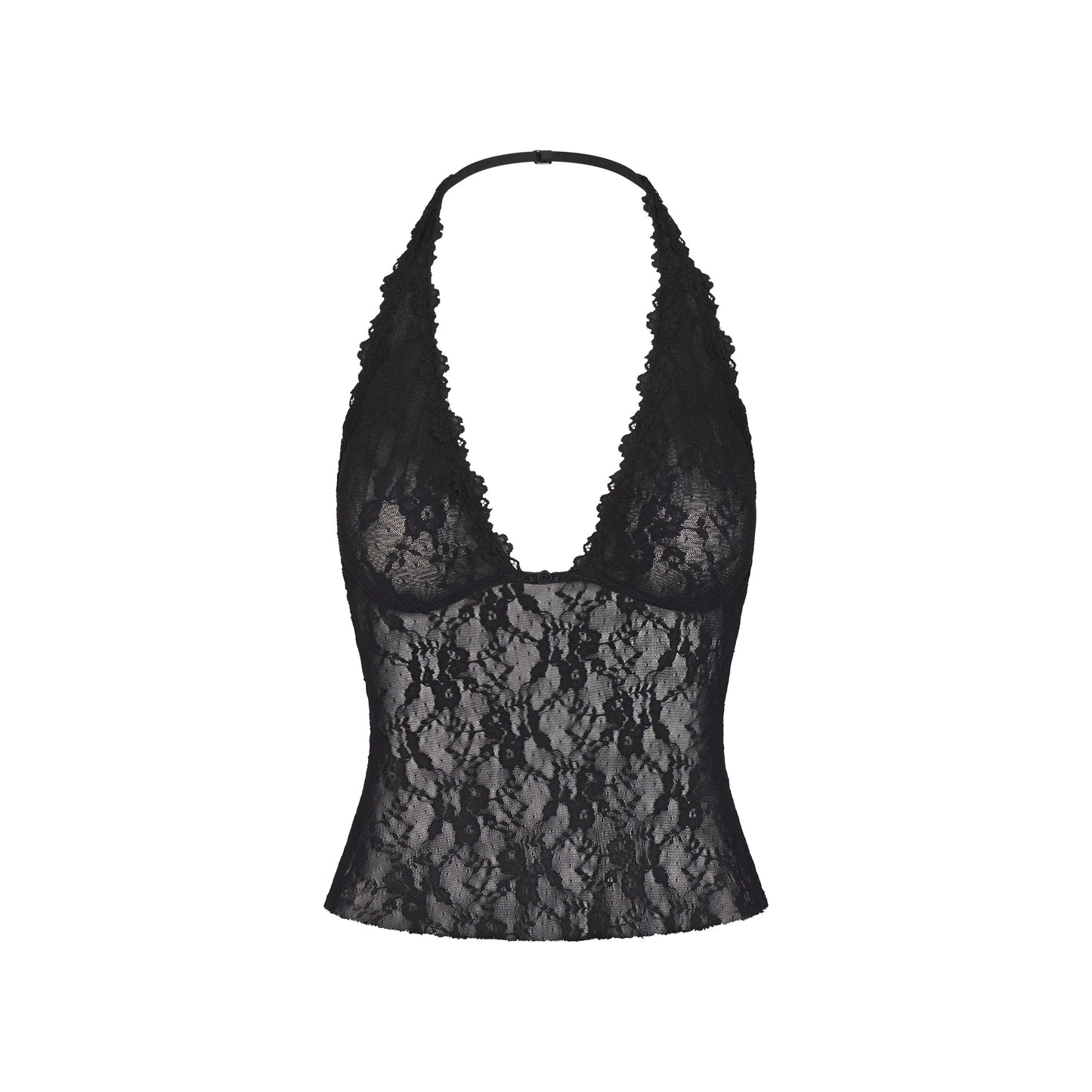 STRETCH LACE HALTER TOP | SOOT
