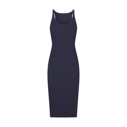 COTTON RIB TANK MIDI DRESS | NAVY