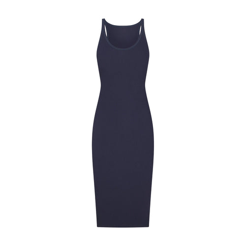 COTTON RIB TANK MIDI DRESS | NAVY