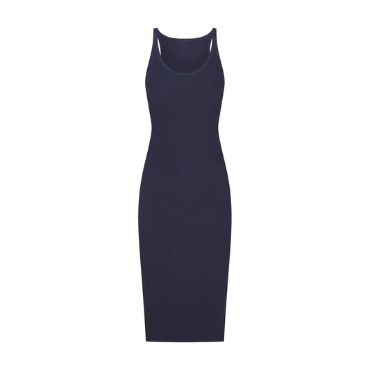 COTTON RIB TANK MIDI DRESS | NAVY