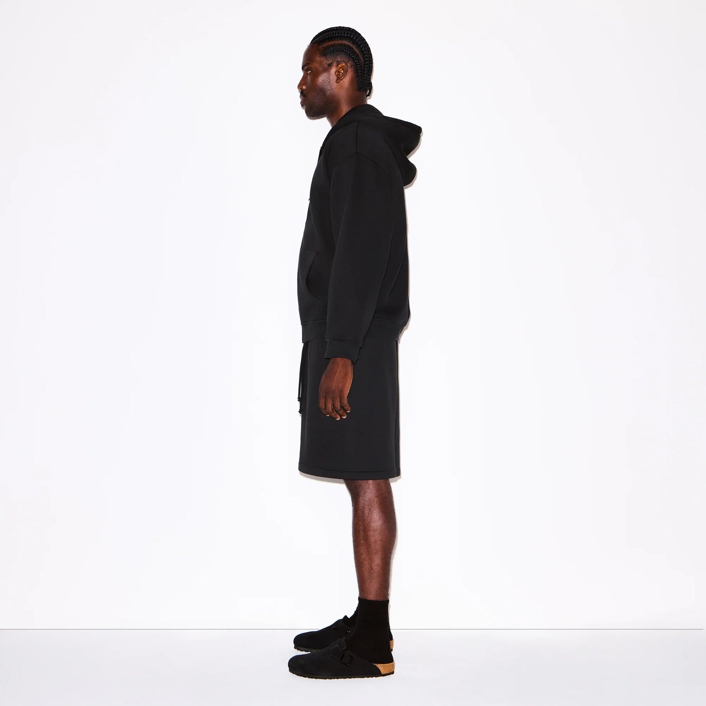 FLEECE LOUNGE MENS RELAXED ZIP UP HOODIE | WASHED ONYX